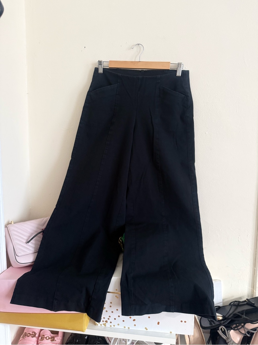 Old Navy Black High-Rise Pixie Wide-Leg Pants